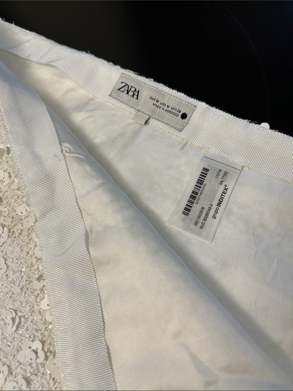Zara White Sequin Mini Skirt - Picture 3 of 5